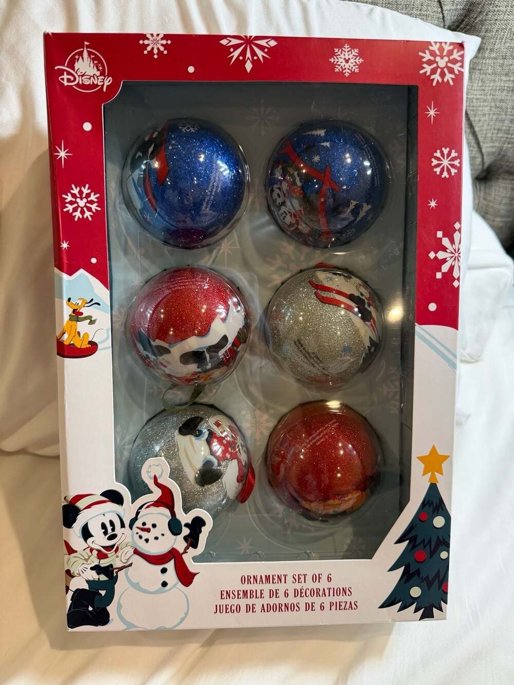 Disney Mickey & Friends Walt's Holiday Lodge Christmas Ball Ornaments Set of 6